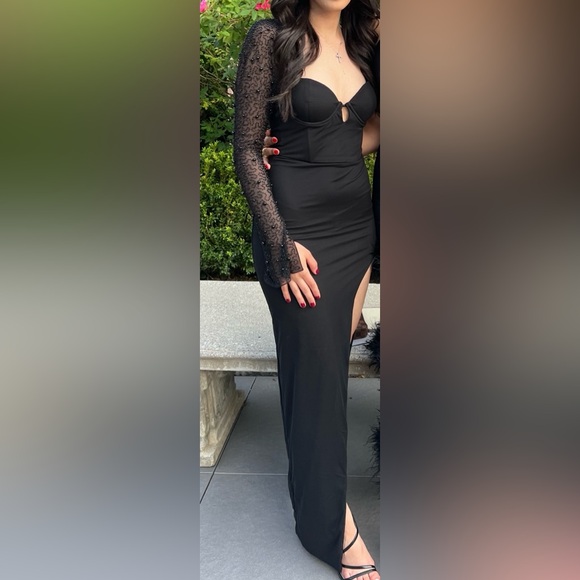 Oh Polly embellished side split maxi dress / size 2 - Picture 1 of 3